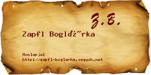 Zapfl Boglárka névjegykártya